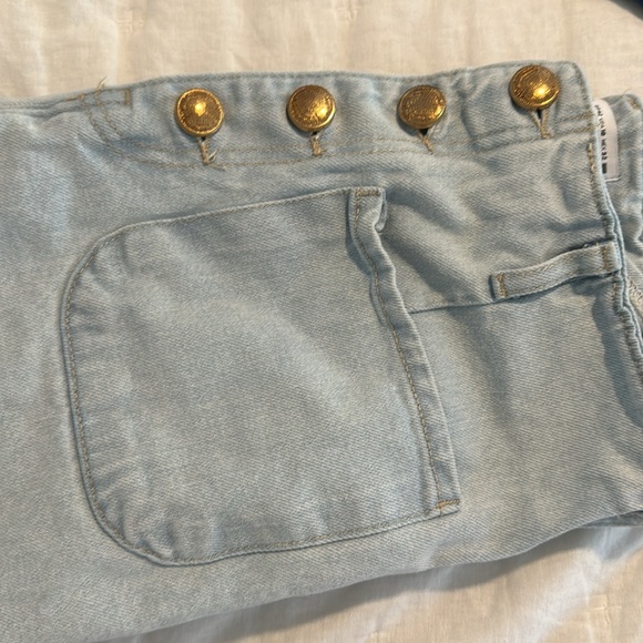 Zara high rise wide leg jeans with gold buttons - Picture 7 of 9